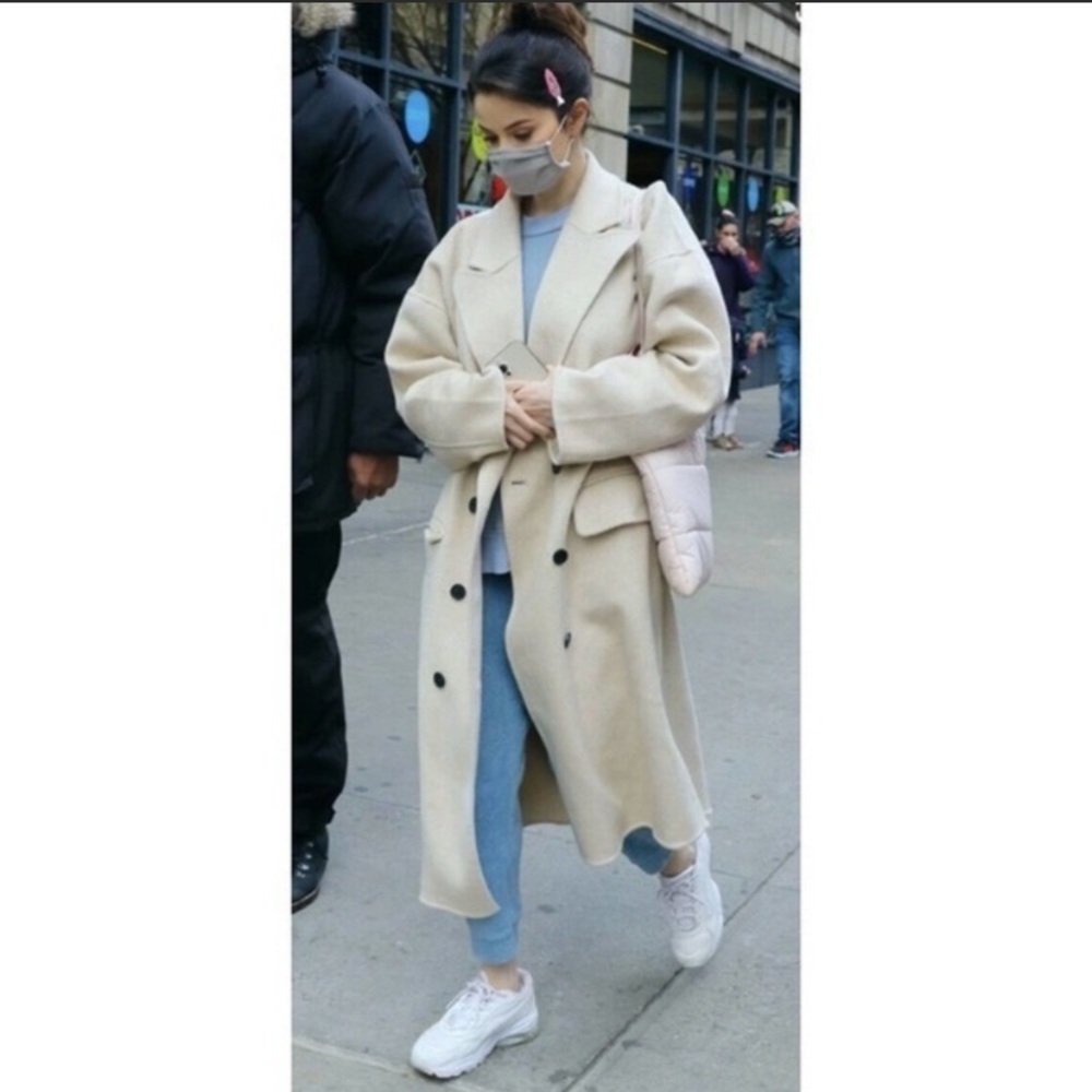Free People Wool Coat Adore You Double Breasted in Beige